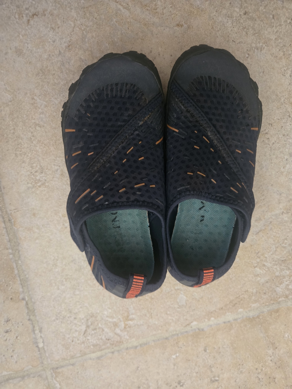 Slip-On Black Athletic Water Shoes with Orange Accents